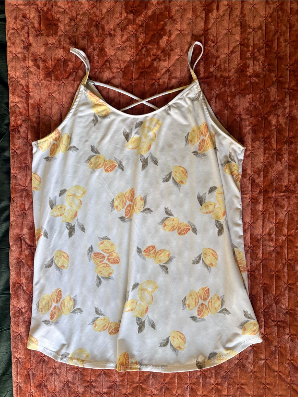 Kaileigh White Lemon-Print Strappy Cami